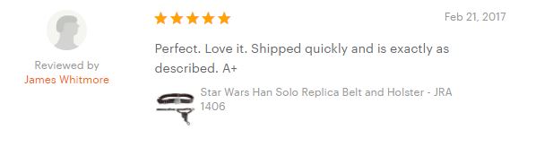 JediRobeAmerica Etsy Han Solo belt review by James